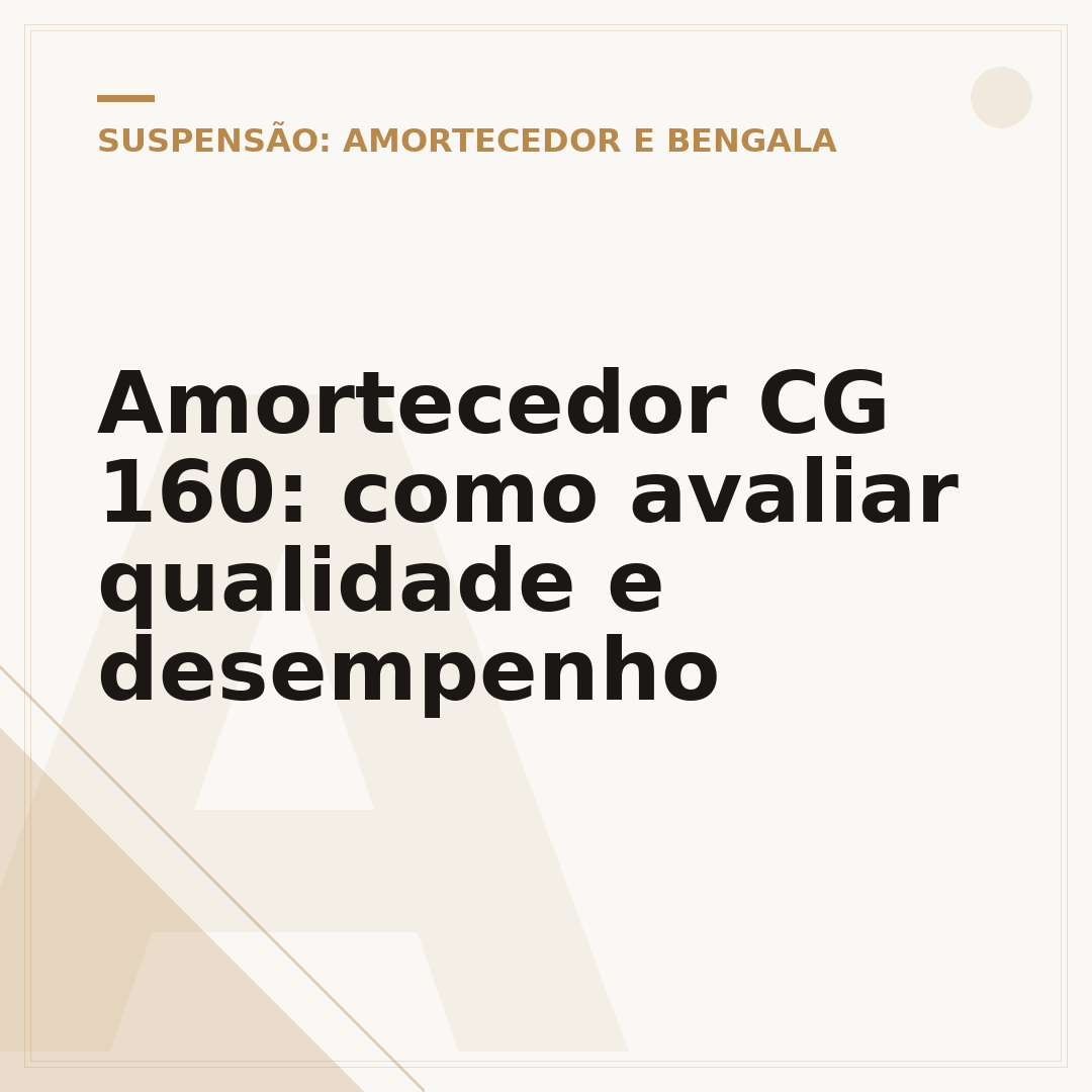 Amortecedor CG 160: como avaliar qualidade e desempenho