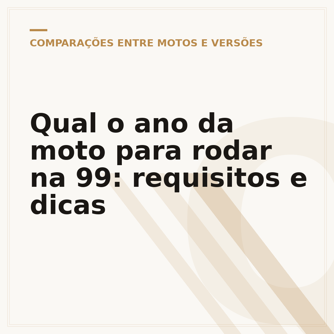 Qual o ano da moto para rodar na 99: requisitos e dicas