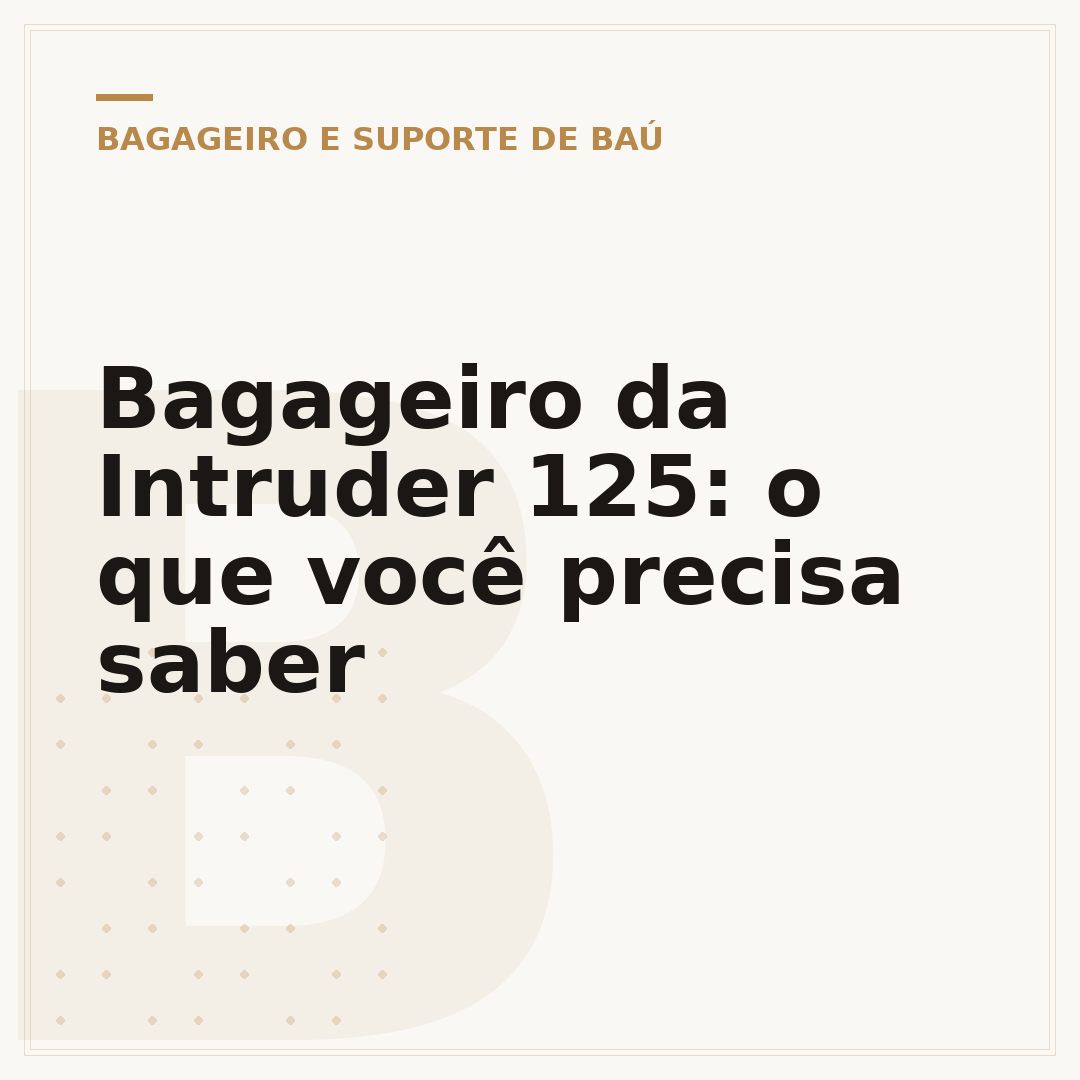 Bagageiro da Intruder 125: o que você precisa saber
