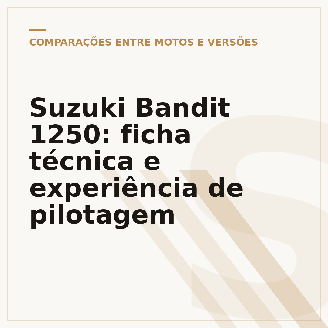 Suzuki Bandit 1250: ficha técnica e experiência de pilotagem