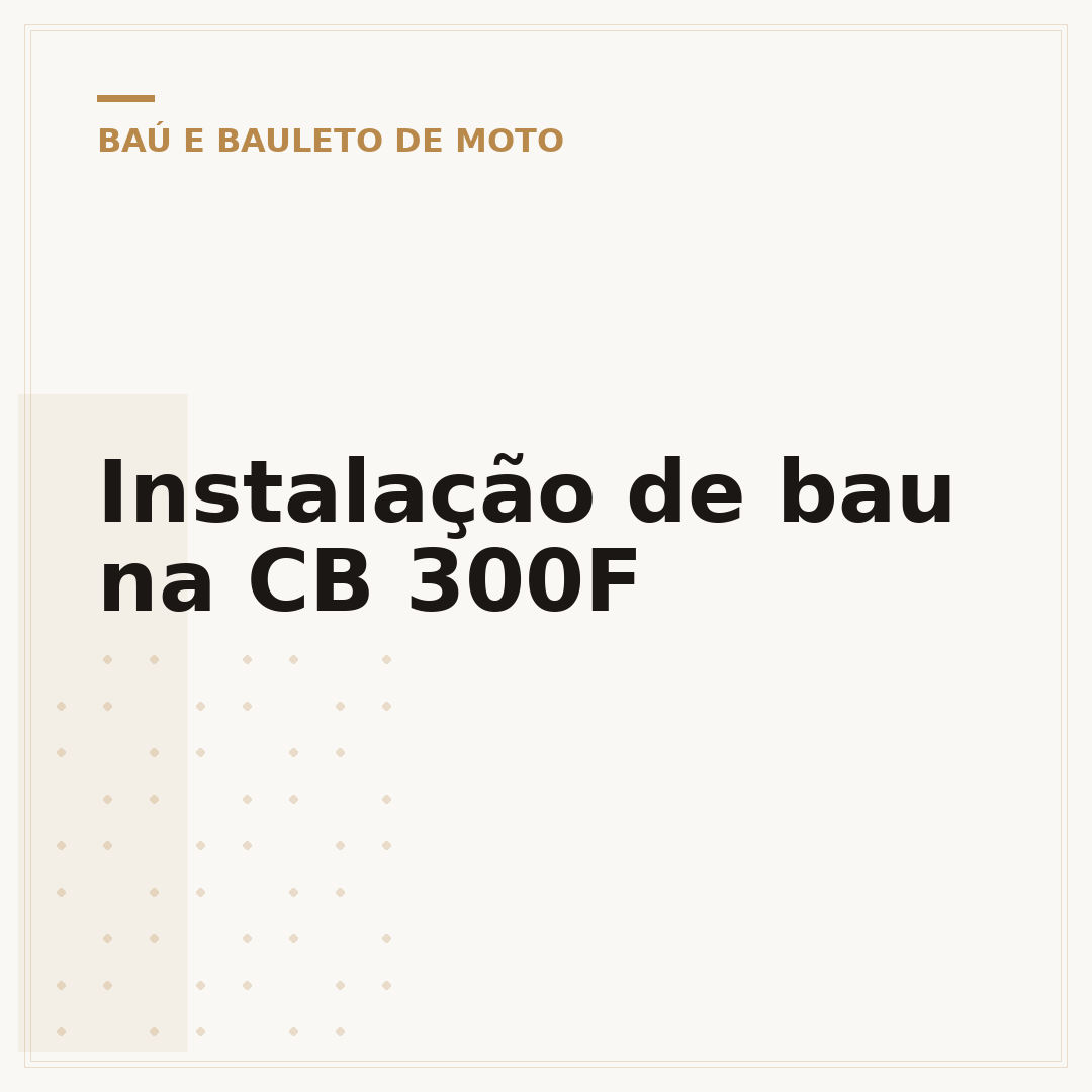 Instalação de bau na CB 300F