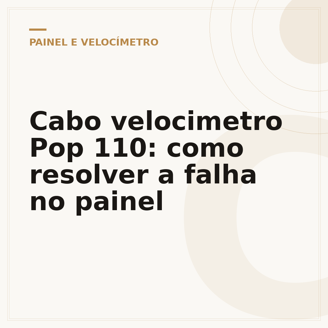 Cabo velocimetro Pop 110: como resolver a falha no painel