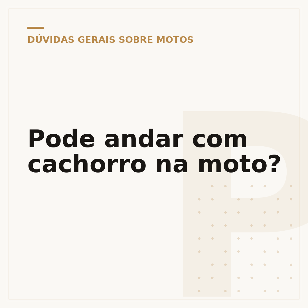 Pode andar com cachorro na moto?