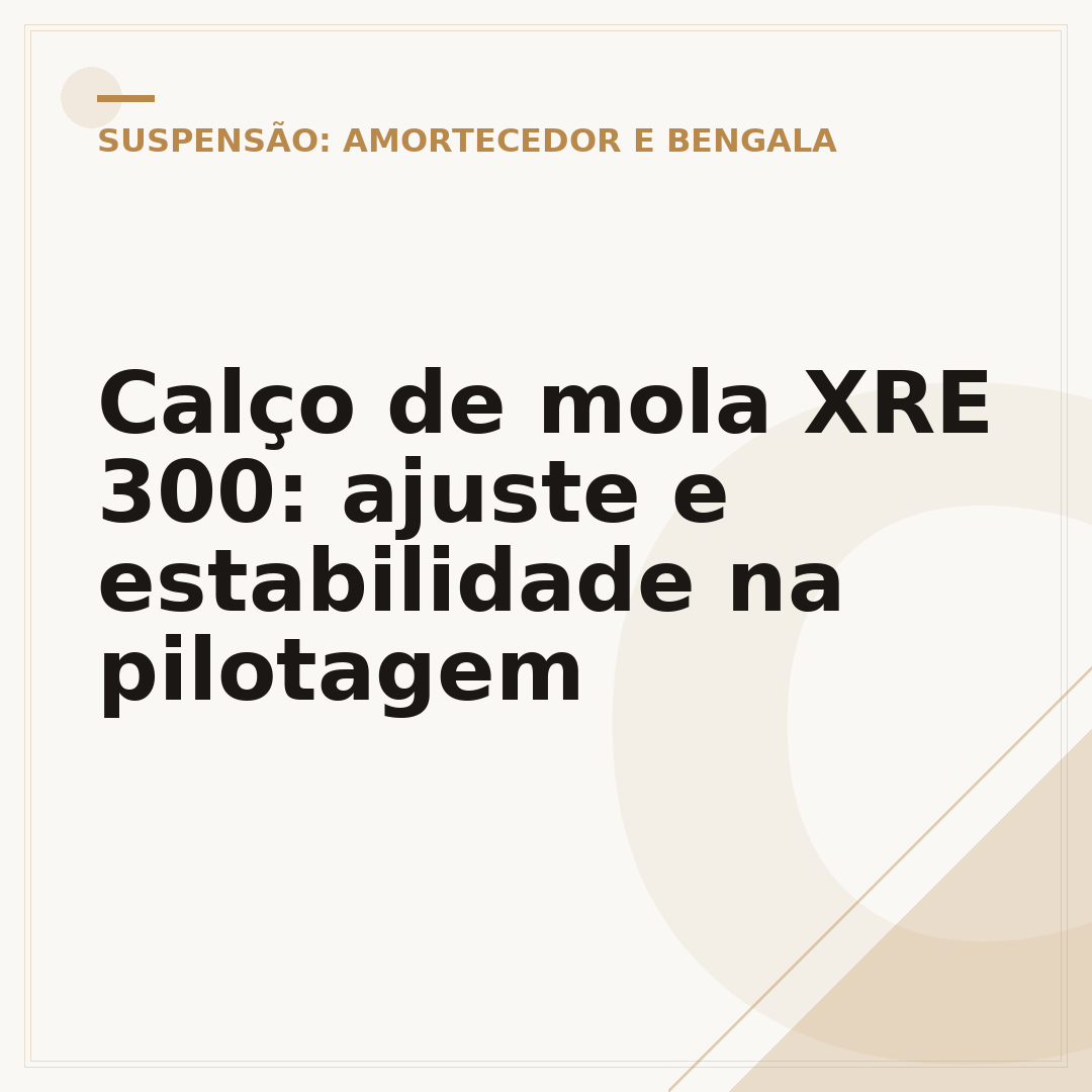 Calço de mola XRE 300: ajuste e estabilidade na pilotagem