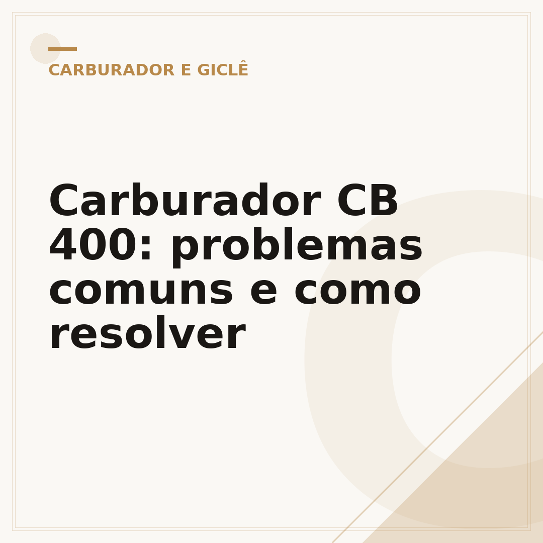 Carburador CB 400: problemas comuns e como resolver