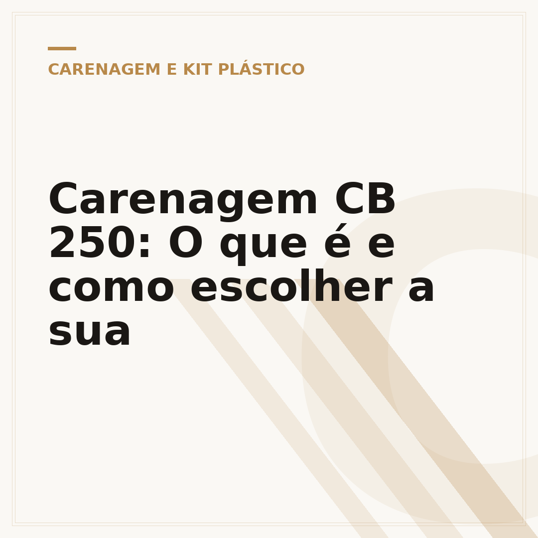 Carenagem CB 250: O que é e como escolher a sua