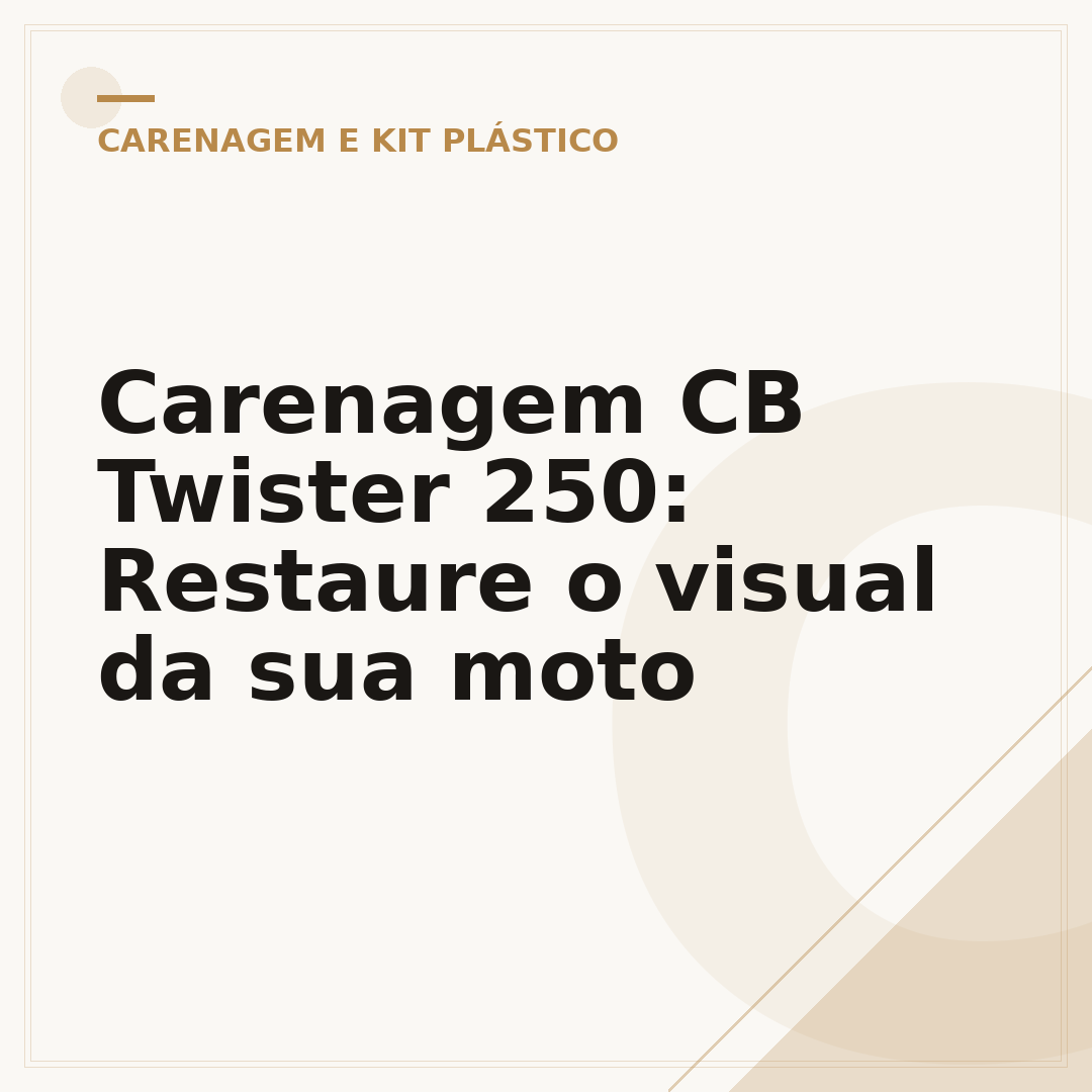 Carenagem CB Twister 250: Restaure o visual da sua moto