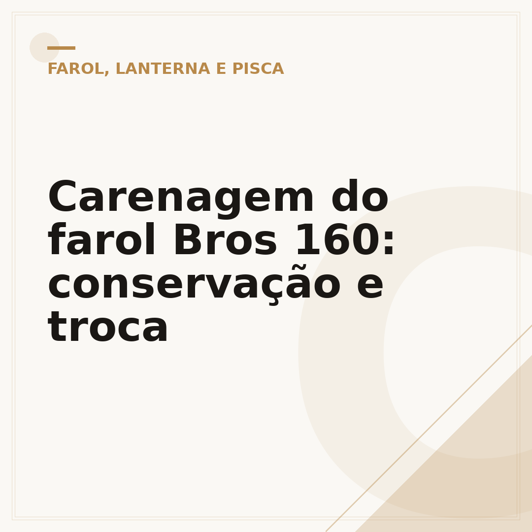 Carenagem do farol Bros 160: conservação e troca