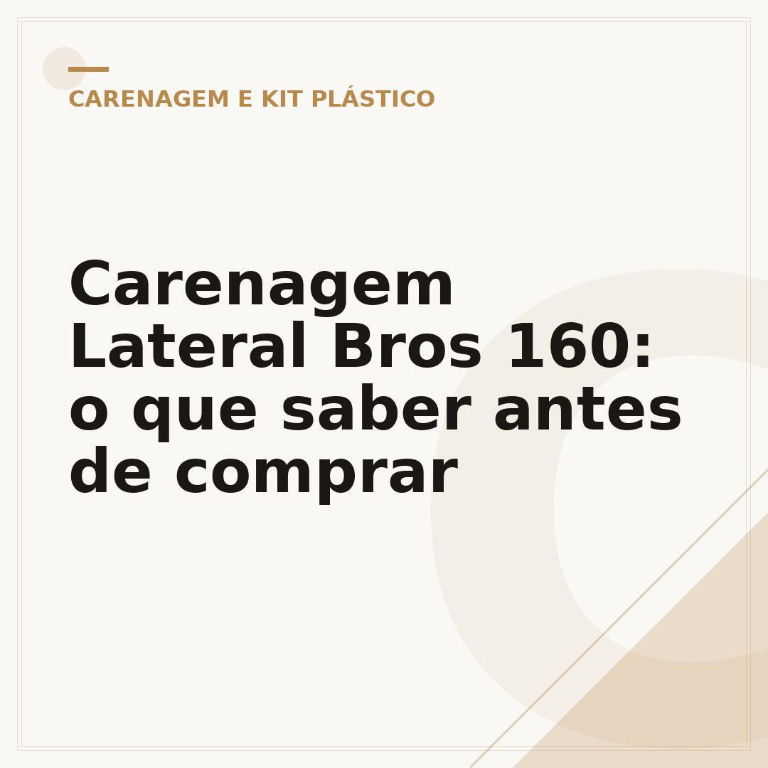 Carenagem Lateral Bros 160: o que saber antes de comprar
