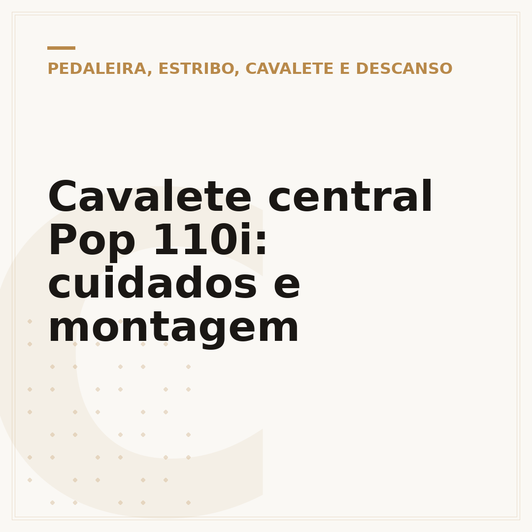Cavalete central Pop 110i: cuidados e montagem