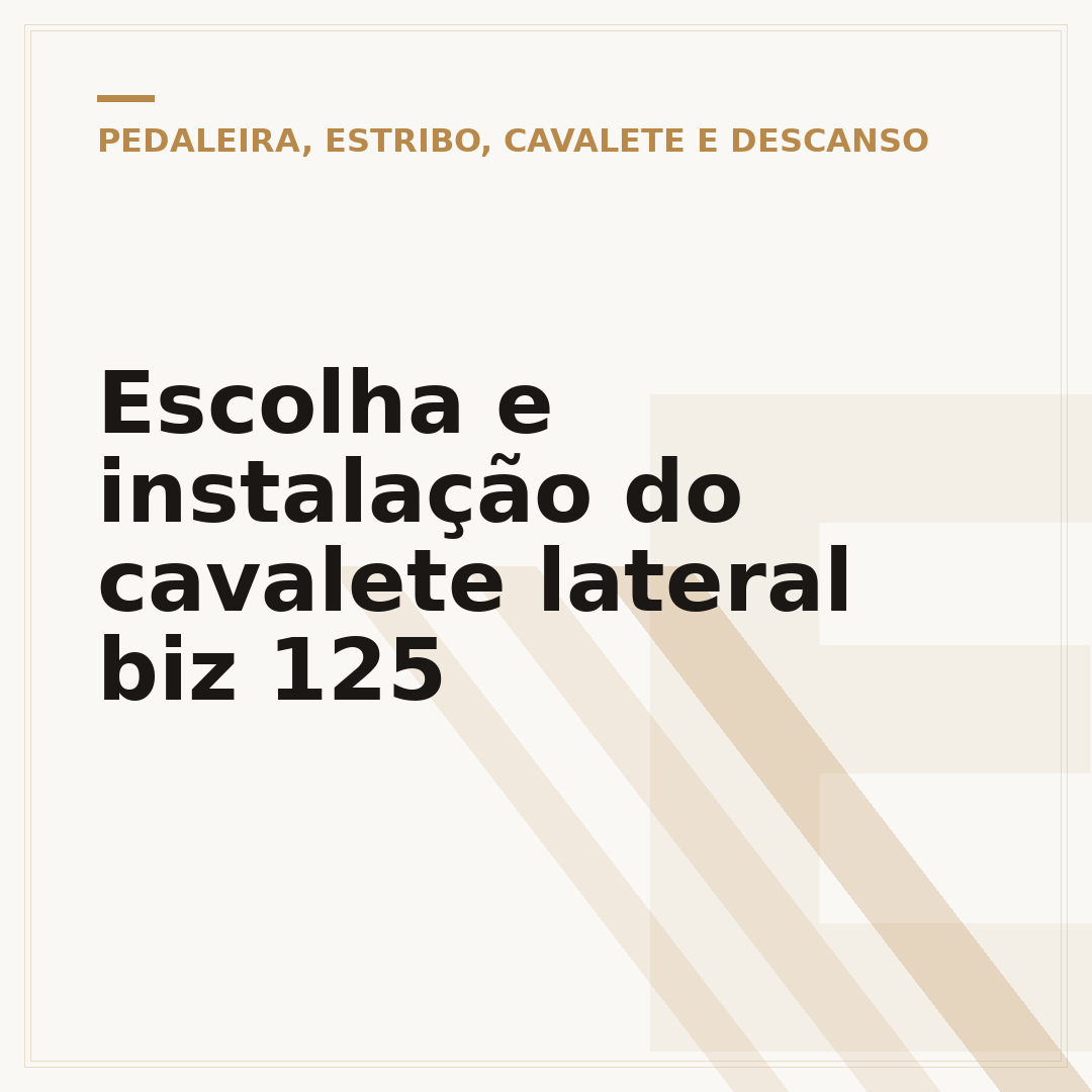Escolha e instalação do cavalete lateral biz 125