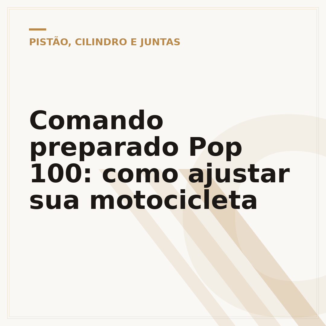 Comando preparado Pop 100: como ajustar sua motocicleta