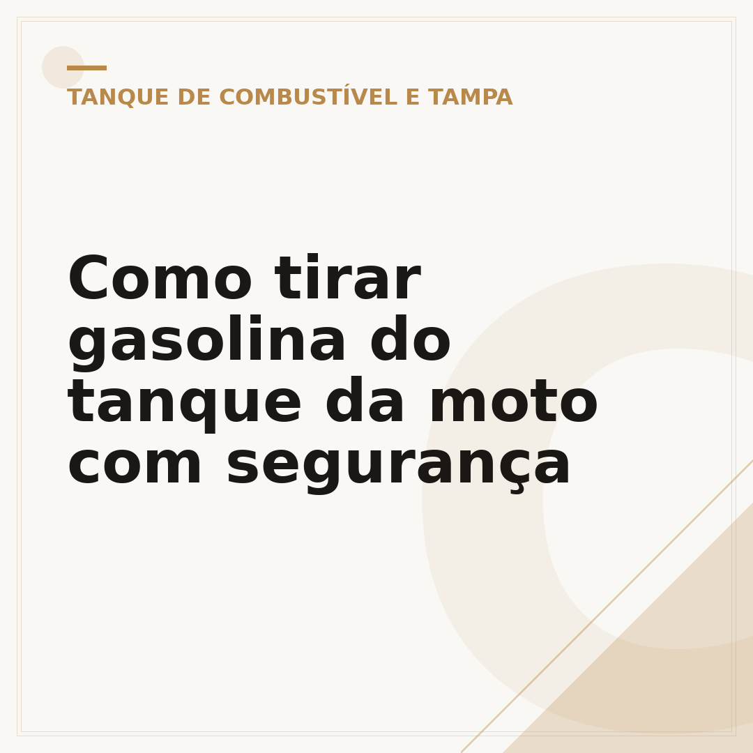 Como tirar gasolina do tanque da moto com segurança
