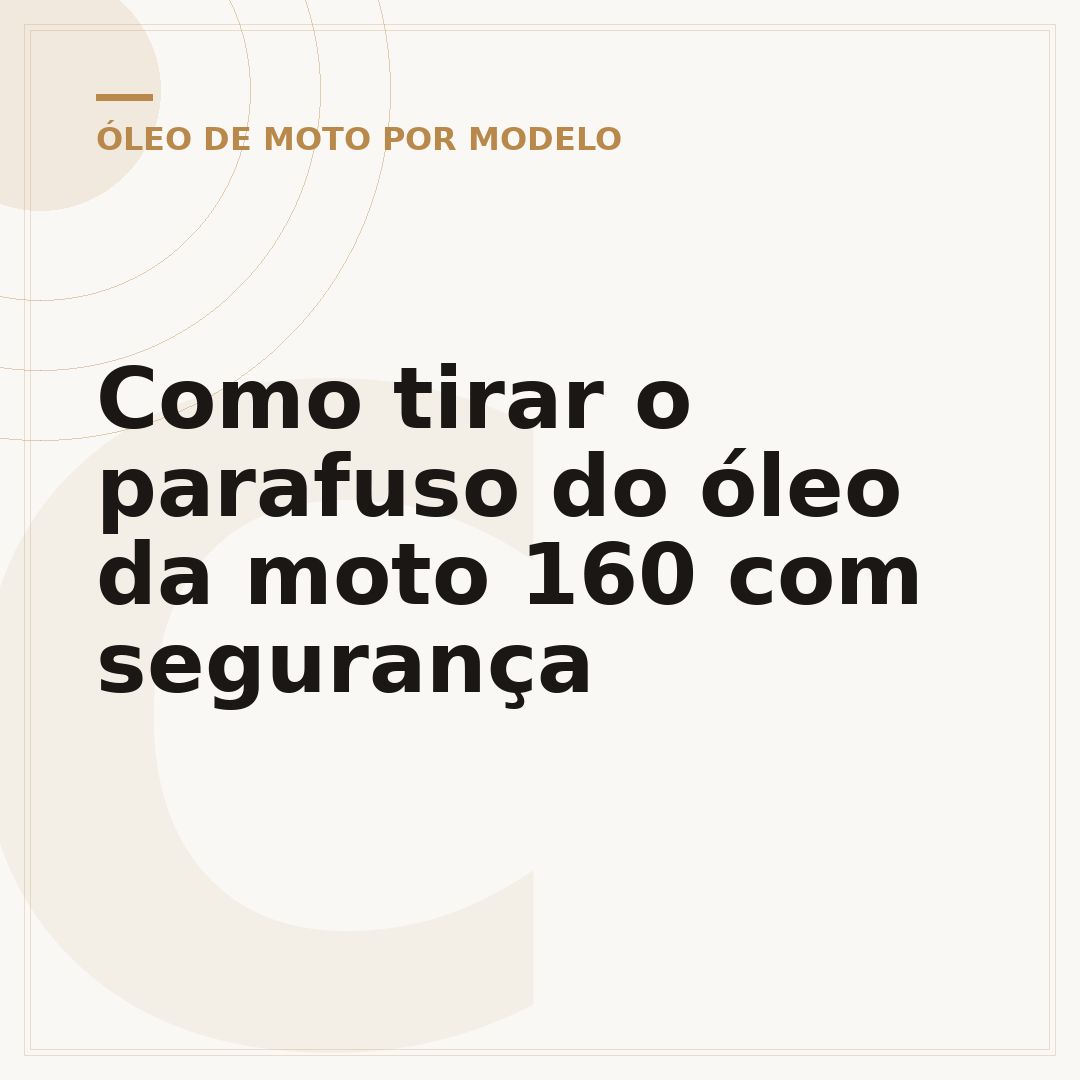 Como tirar o parafuso do óleo da moto 160 com segurança