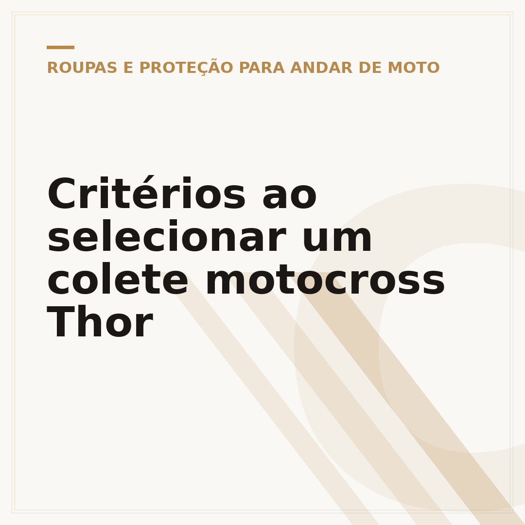 Critérios ao selecionar um colete motocross Thor