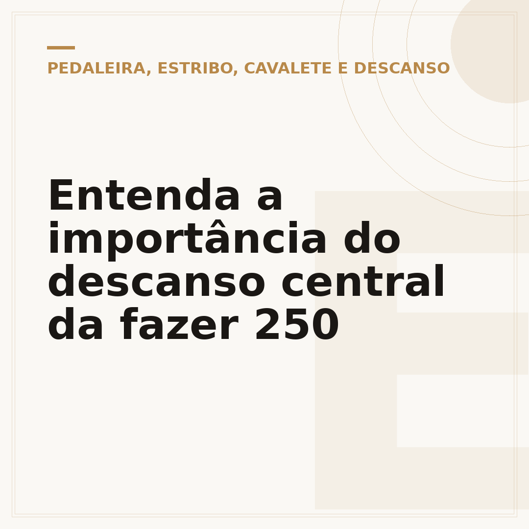 Entenda a importância do descanso central da fazer 250