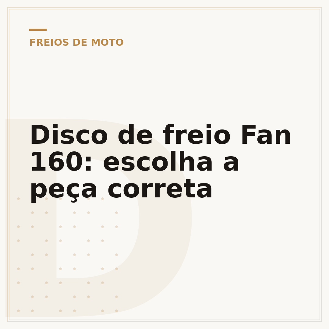 Disco de freio Fan 160: escolha a peça correta