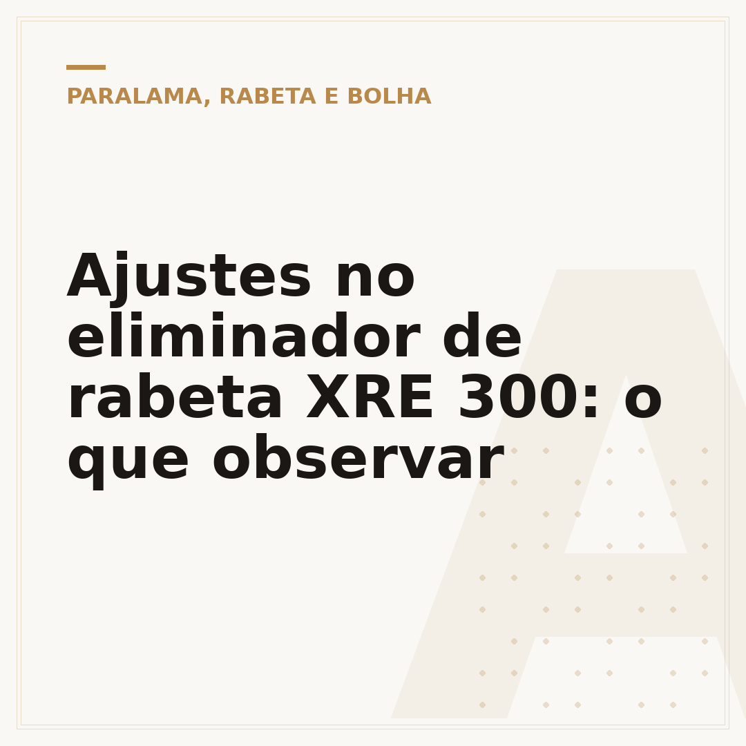 Ajustes no eliminador de rabeta XRE 300: o que observar