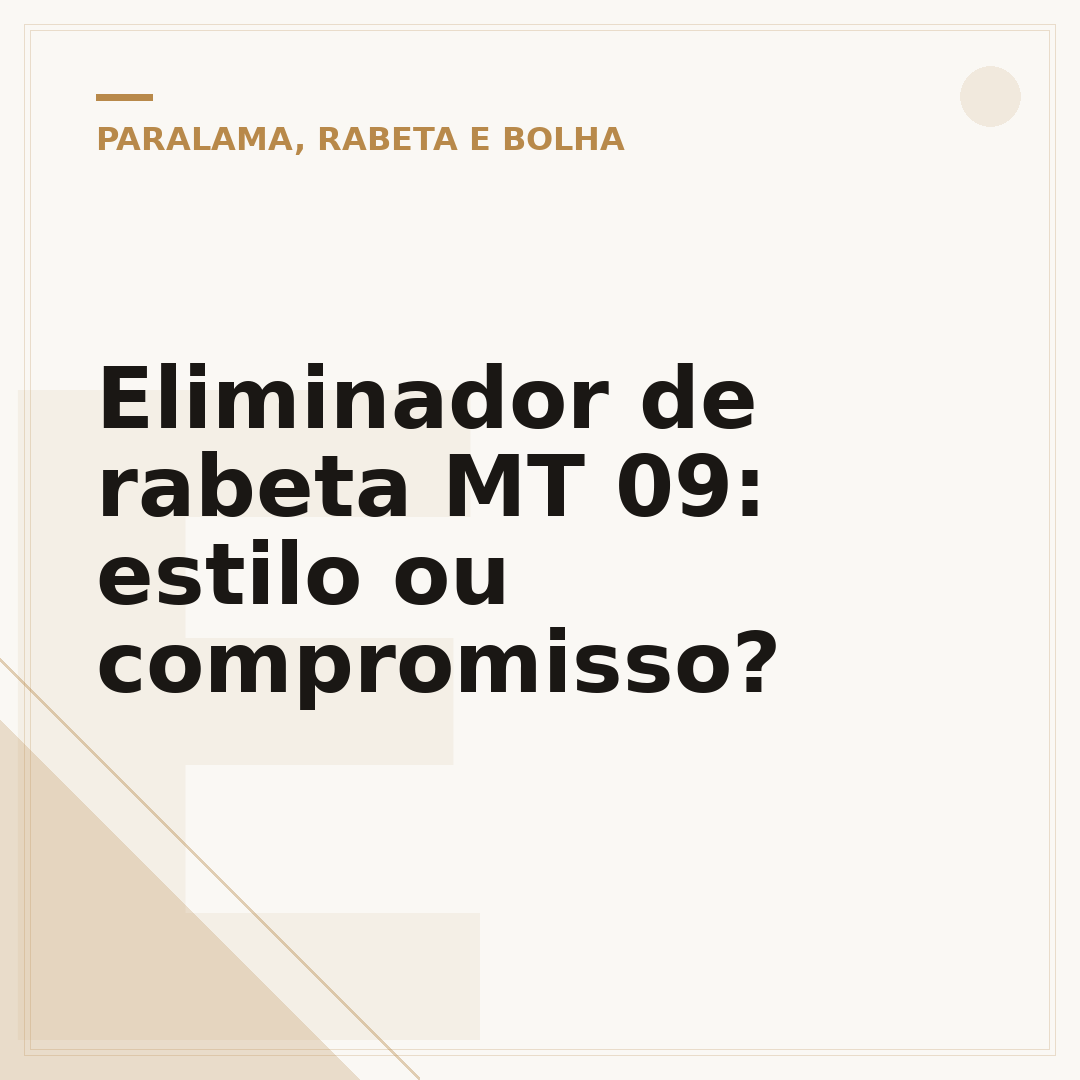 Eliminador de rabeta MT 09: estilo ou compromisso?