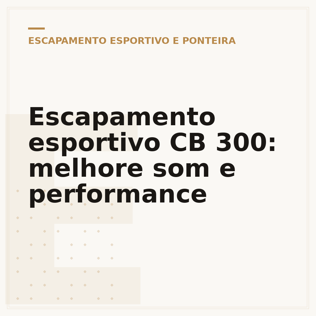 Escapamento esportivo CB 300: melhore som e performance
