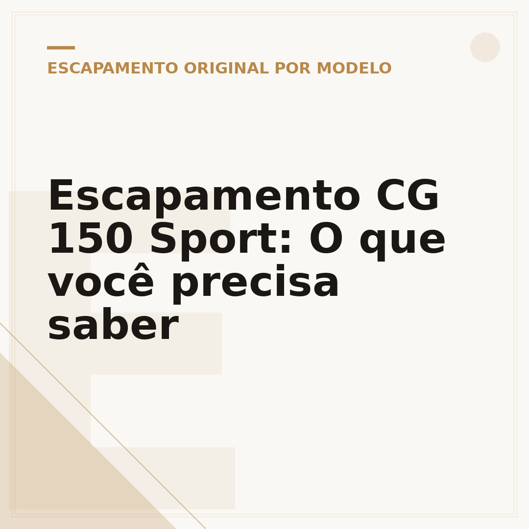 Escapamento CG 150 Sport: O que você precisa saber