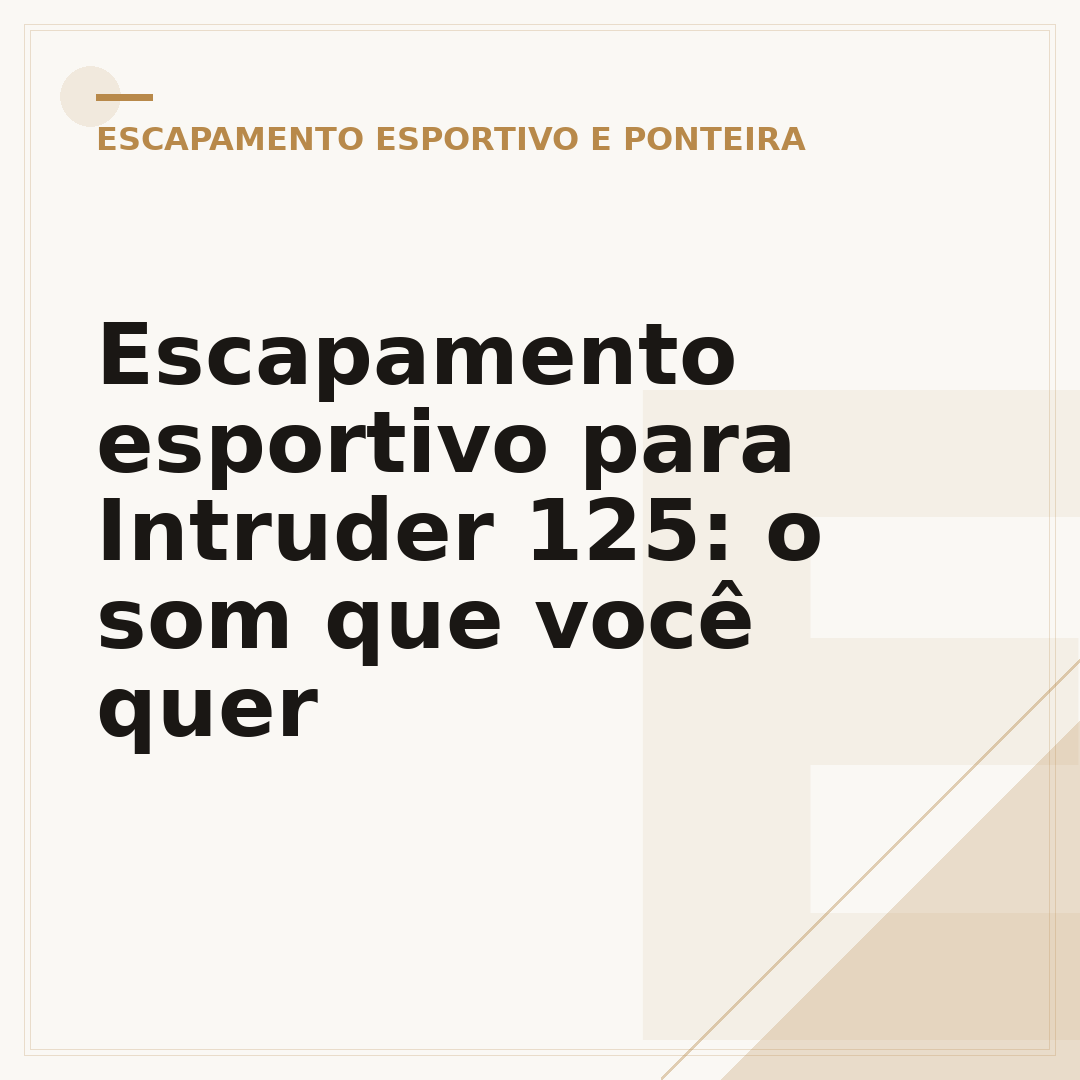 Escapamento esportivo para Intruder 125: o som que você quer