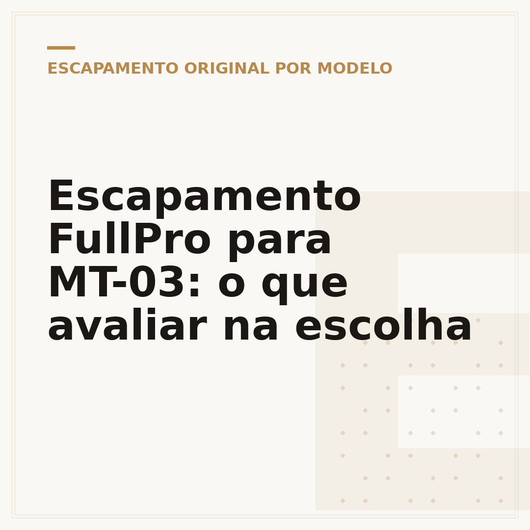 Escapamento FullPro para MT-03: o que avaliar na escolha