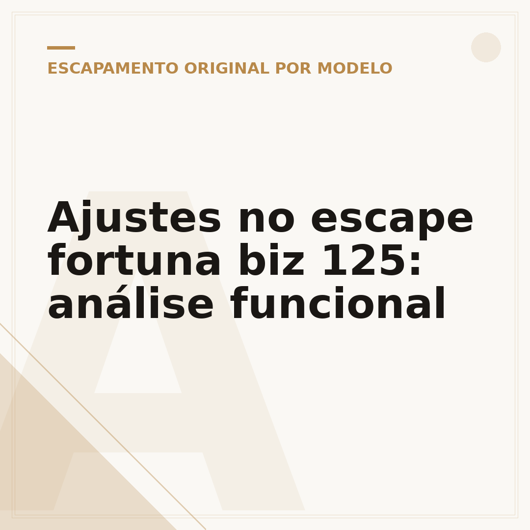 Ajustes no escape fortuna biz 125: análise funcional