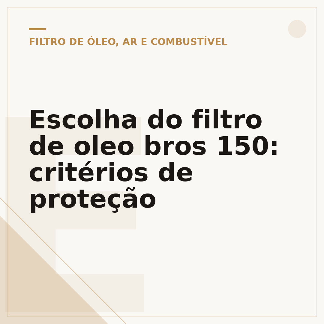 Escolha do filtro de oleo bros 150: critérios de proteção