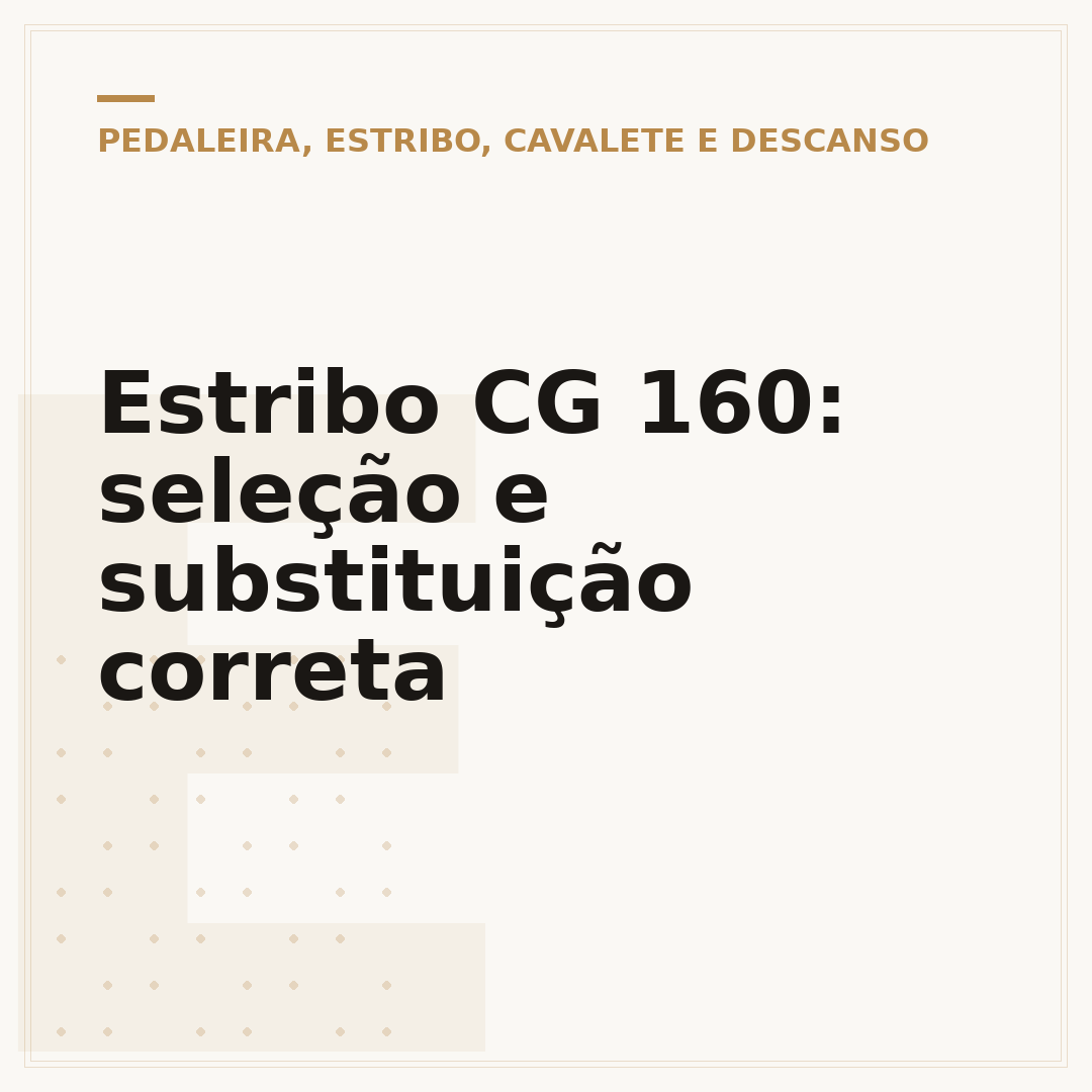 Estribo CG 160: seleção e substituição correta