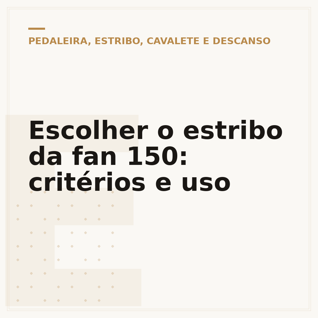 Escolher o estribo da fan 150: critérios e uso