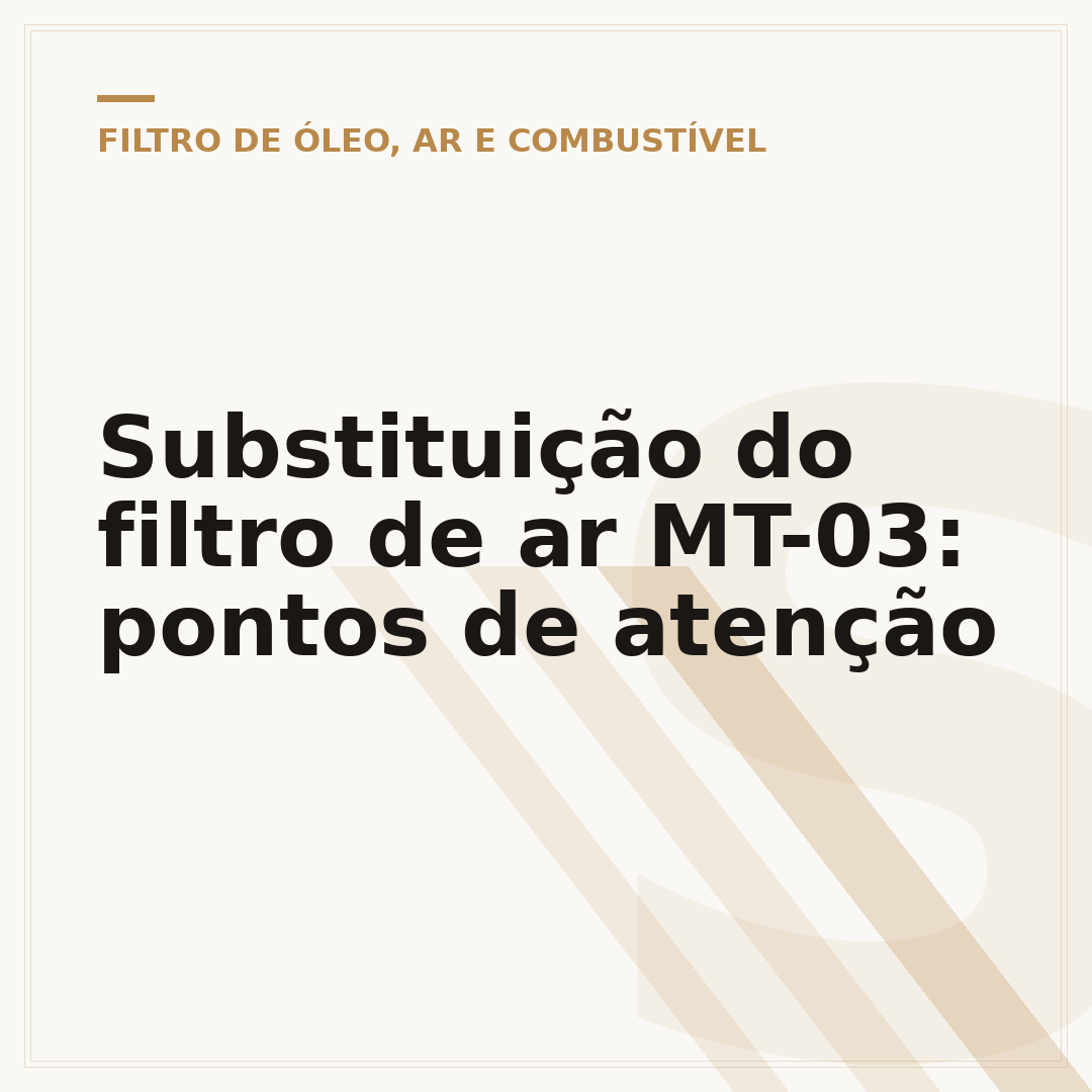 Substituição do filtro de ar MT-03: pontos de atenção