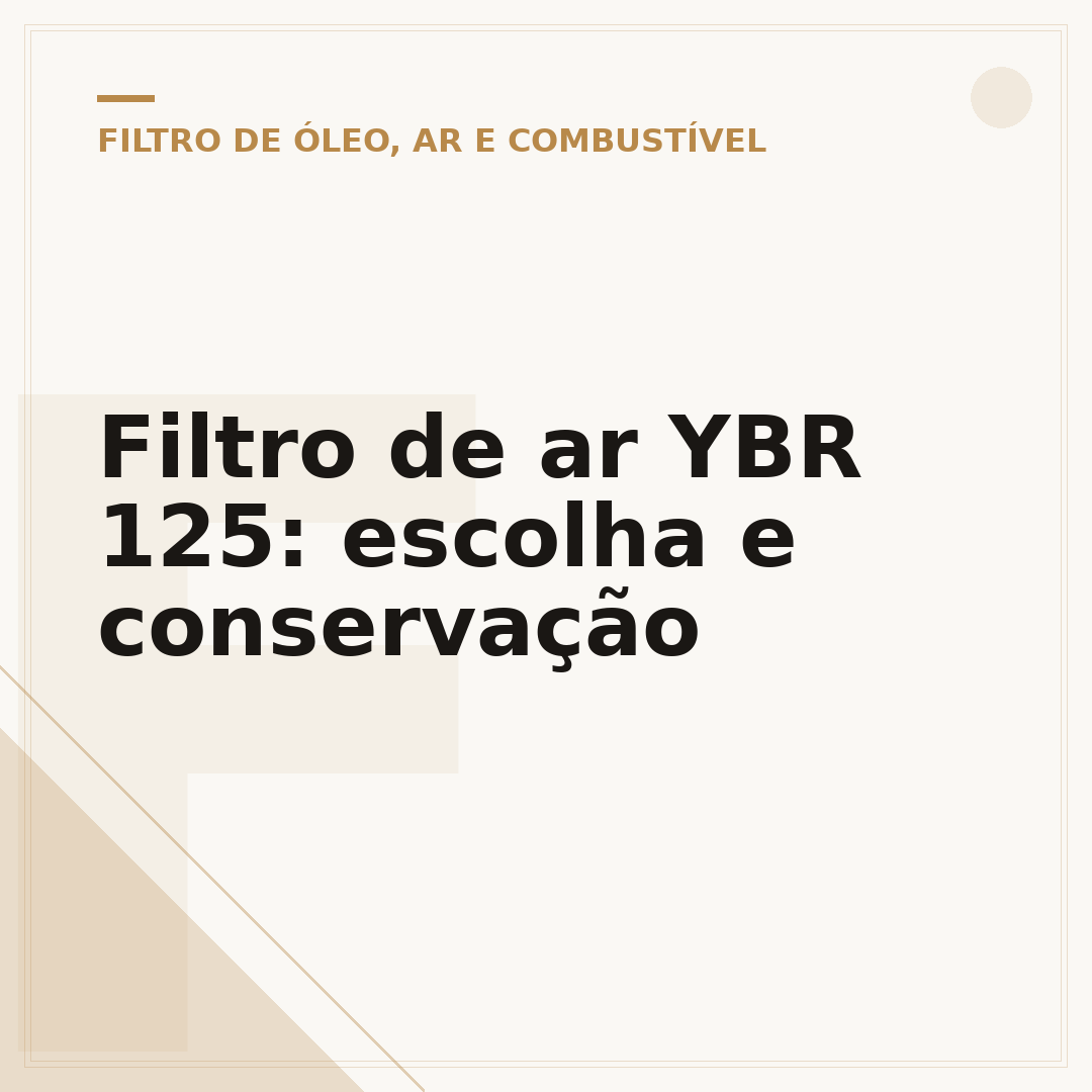 Filtro de ar YBR 125: escolha e conservação
