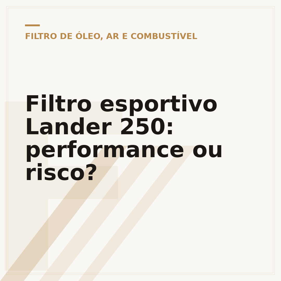 Filtro esportivo Lander 250: performance ou risco?