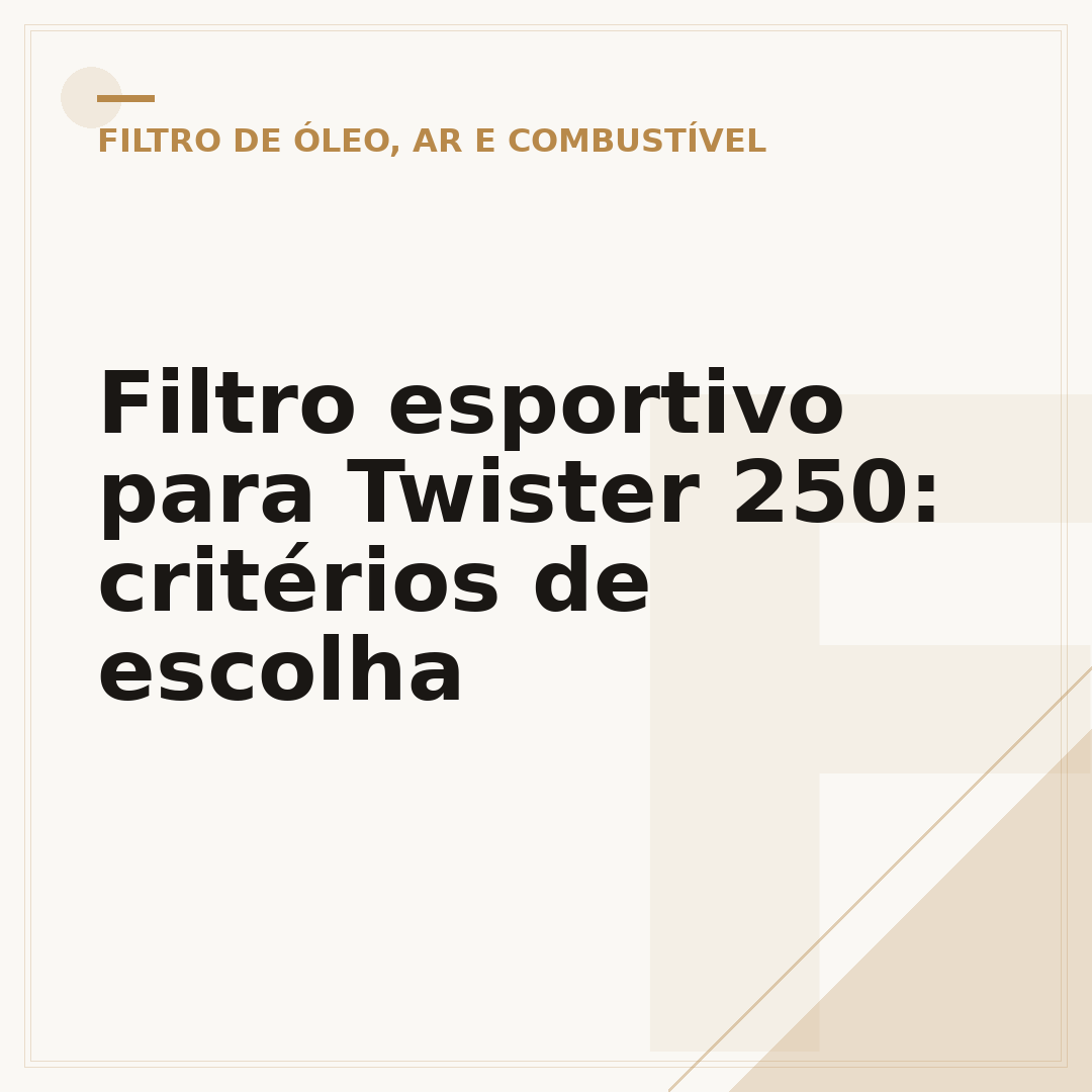 Filtro esportivo para Twister 250: critérios de escolha