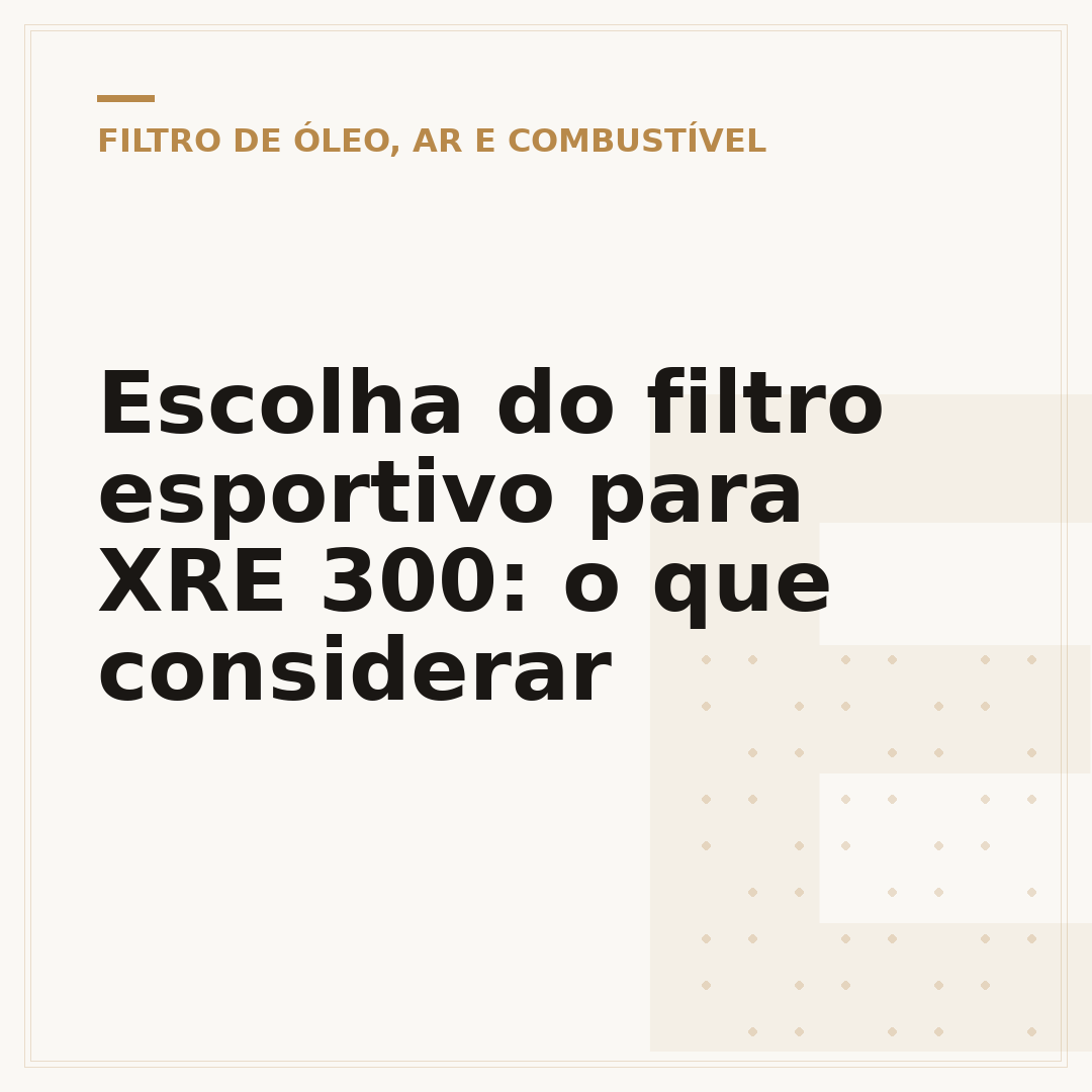 Escolha do filtro esportivo para XRE 300: o que considerar
