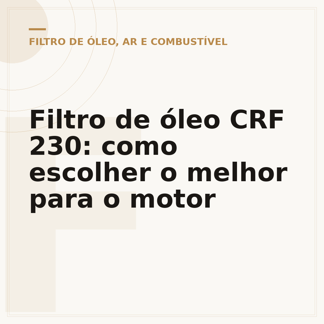 Filtro de óleo CRF 230: como escolher o melhor para o motor