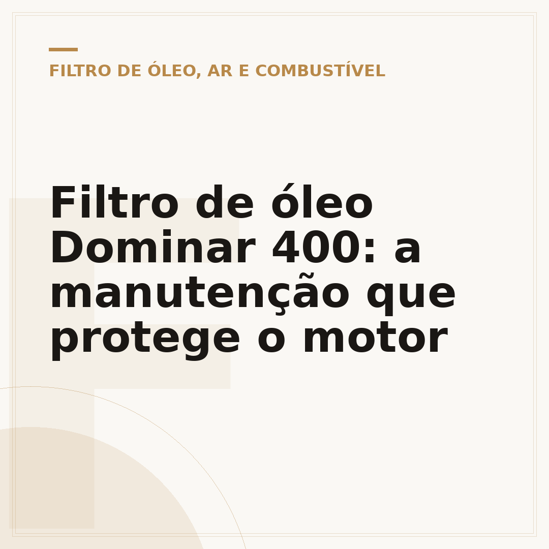 Filtro de óleo Dominar 400: a manutenção que protege o motor