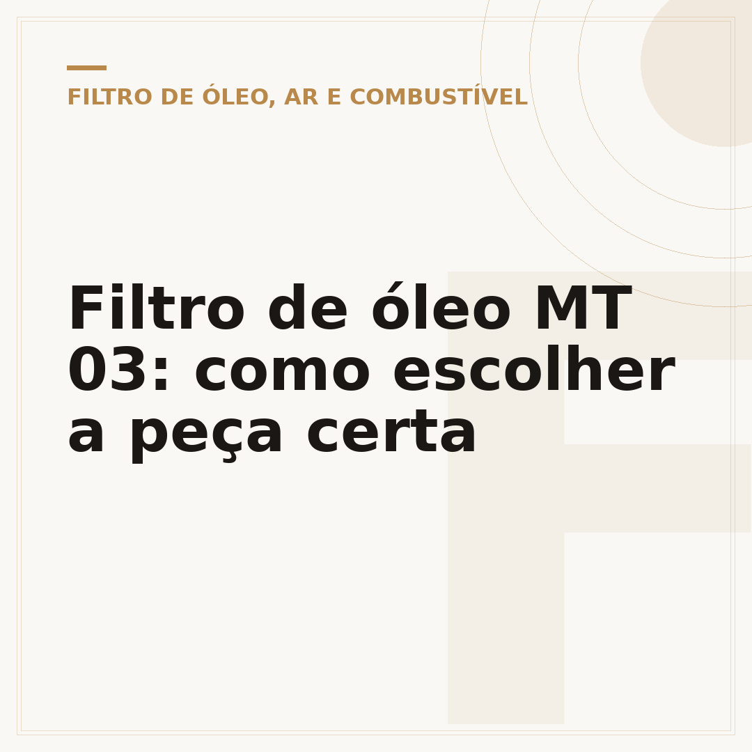 Filtro de óleo MT 03: como escolher a peça certa