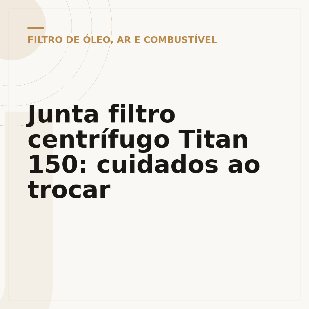Junta filtro centrífugo Titan 150: cuidados ao trocar
