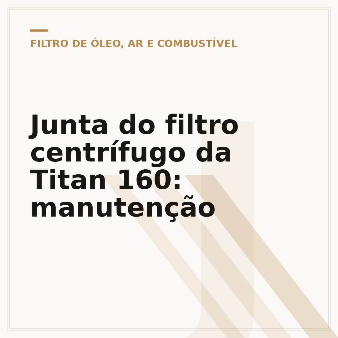 Junta do filtro centrífugo da Titan 160: manutenção