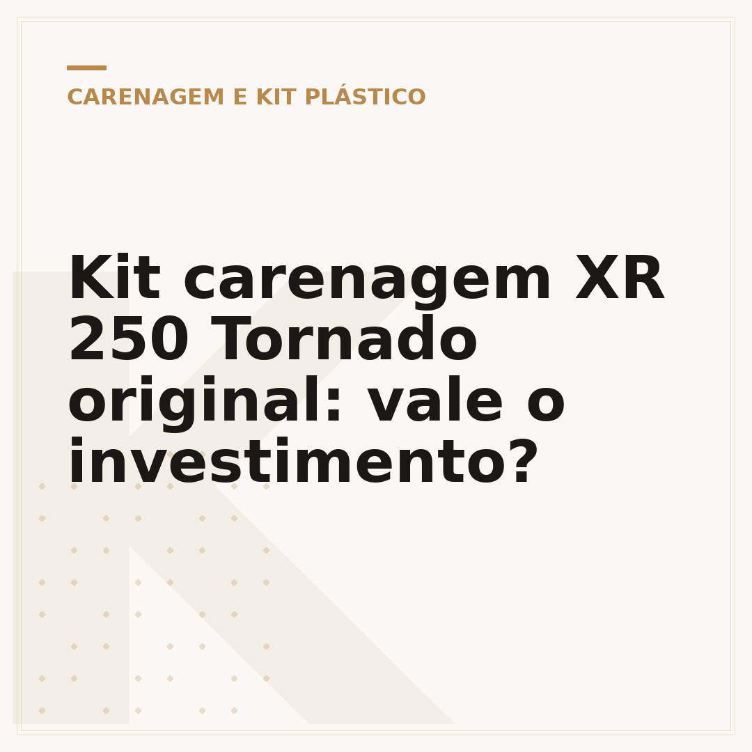 Kit carenagem XR 250 Tornado original: vale o investimento?