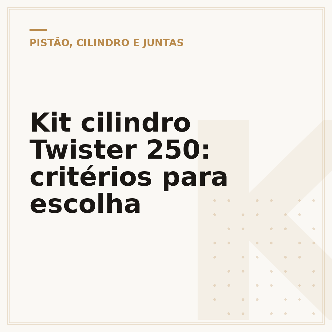 Kit cilindro Twister 250: critérios para escolha