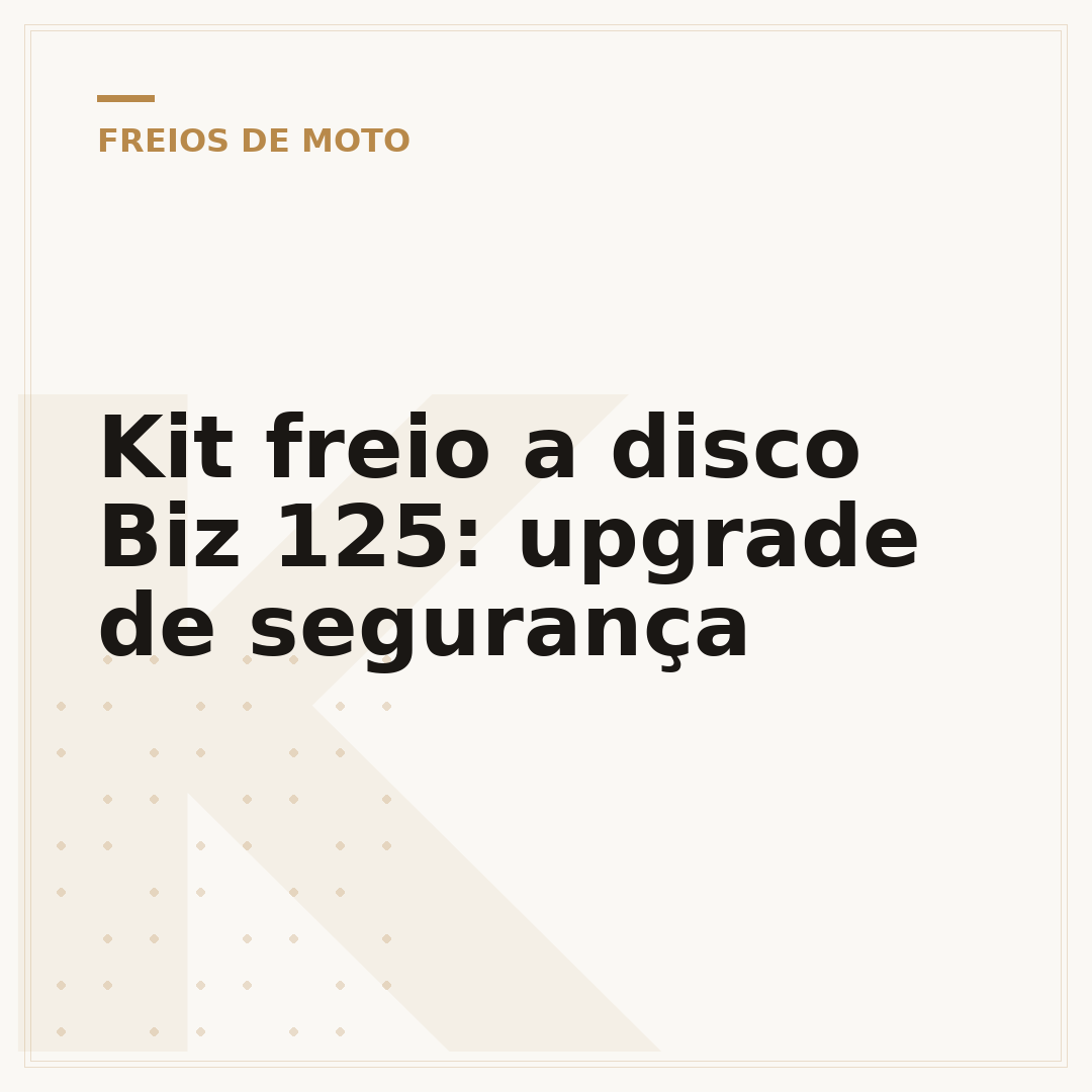 Kit freio a disco Biz 125: upgrade de segurança