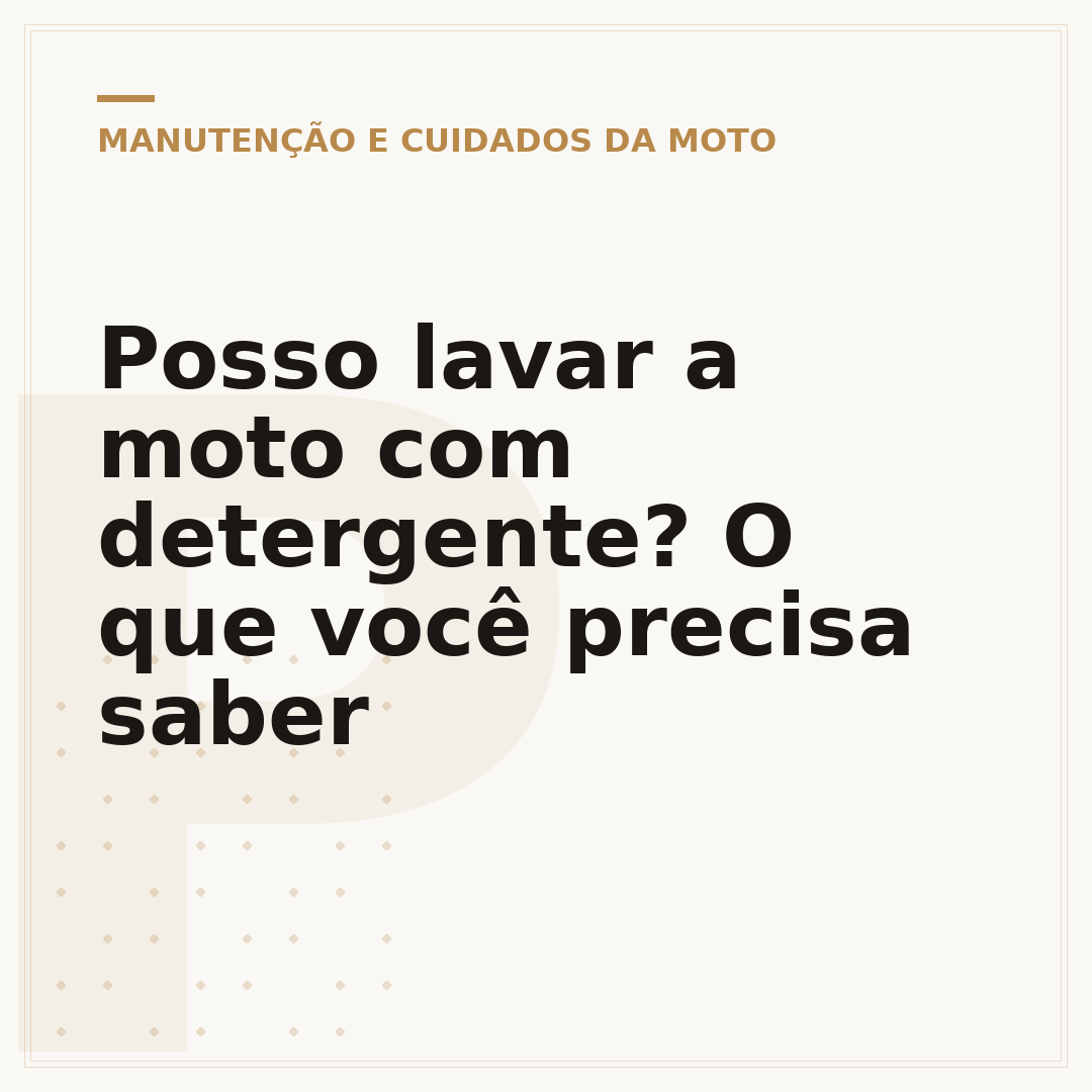 Posso lavar a moto com detergente? O que você precisa saber