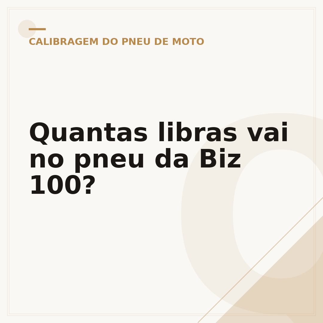 Quantas libras vai no pneu da Biz 100?