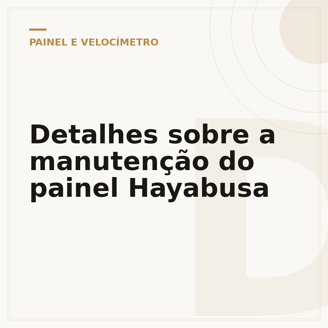 Detalhes sobre a manutenção do painel Hayabusa