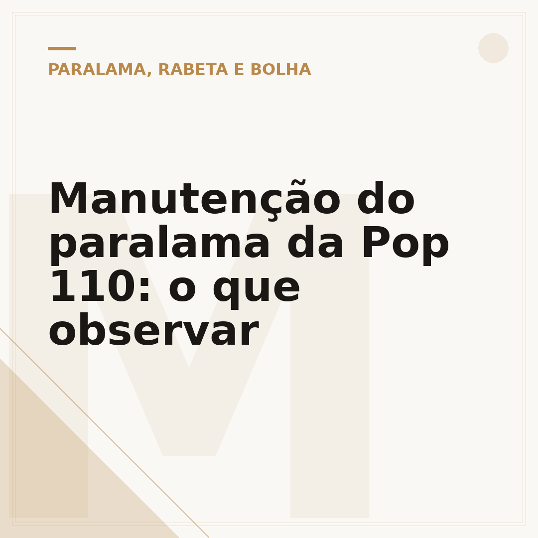 Manutenção do paralama da Pop 110: o que observar