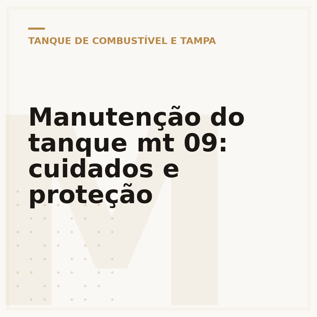 Manutenção do tanque mt 09: cuidados e proteção