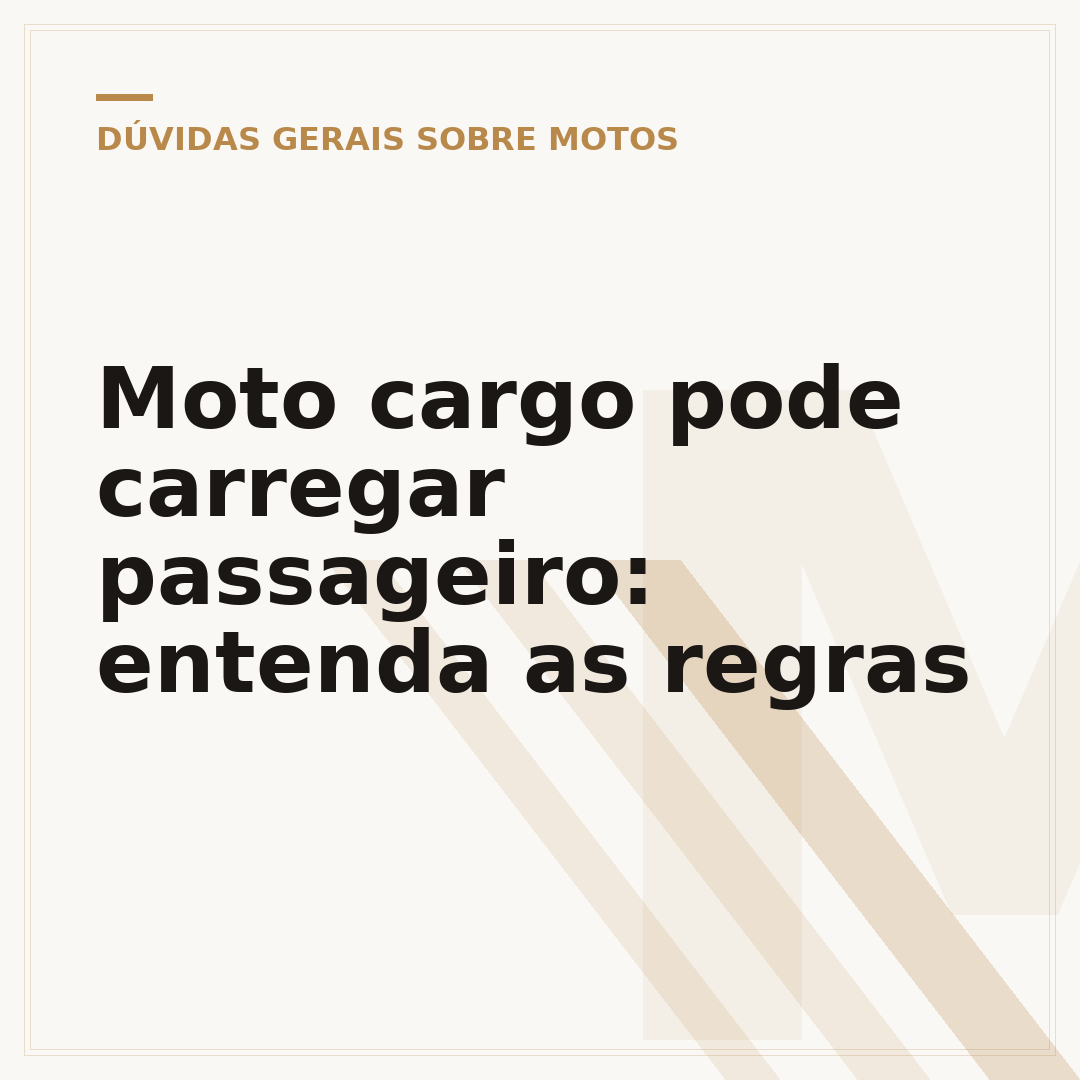 Moto cargo pode carregar passageiro: entenda as regras